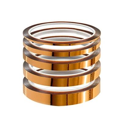 Image of YIXISI 5 PCS High Temperature Tape, Kapton Polyimide Sublimation Multi Sized 3/6/8/10/12 mm x 33m, Thermal Transfer for Elecric Products, 3D Printers, Up to 280℃ (536℉)