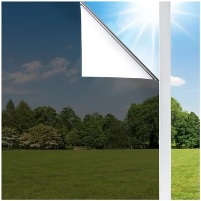 Image of Coavas 35.6 x 78.7 inches Solar Film One Way Mirror Non Adhesive Static Cling Heat Control Sun Blocking Glare Reduction Anti UV Window Tint Removable for Home and Office Black
