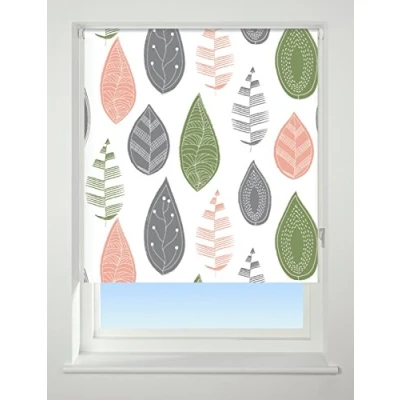 Image of UNIVERSAL Leaf Patterned Thermal Blackout Roller Blind, Multi, W120cm