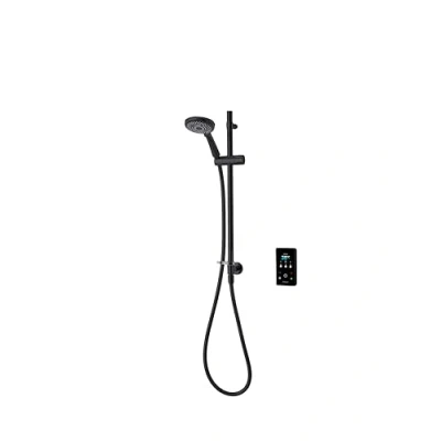 Image of Triton ENVI® Thermostatic Electric Shower 9 kW Inline Wall Fed Kit Smart Digital with Showerhead &amp; Anti Twist Hose Black Set