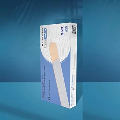 Image of Nail File Disposable white papmAm (soft foam layer) on a wooden base manicure pedicure Staleks EXPERT 20 100/150/180/ 240grit (25 pcs) (240 grit)