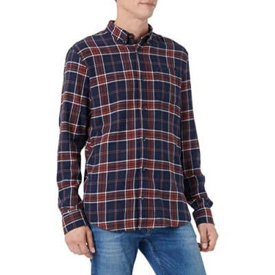 Image of JACK&amp;JONES Men&#039;s JJECLASSIC Check Shirt L/S AU22 SN, Hawaiian Sunset/Fit:Slim FIT, L
