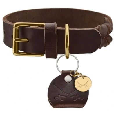 Image of HUNTER Sansibar Solid Dog Collar Leather Heavy Duty Grippy Braided 40 (S) Dark Brown
