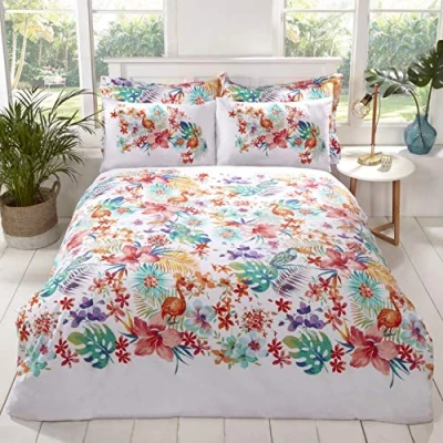 Image of Rapport Home TROPICANA Tropical Floral Reversible Duvet Cover Set Multi King