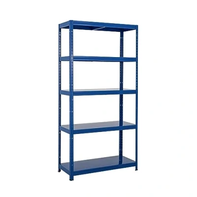 Image of BiGDUG 5 Tier Painted Garage Shelving Blue Steel Boards 1900h x 900w 400d mm 90kg Per Shelf UDL (450kg Bay)