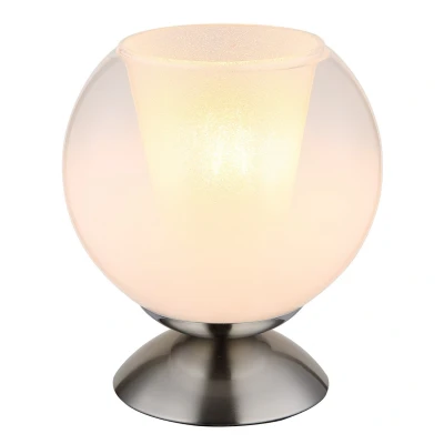 Image of Barry Globe Table Lamp Nickel Matt Ball Opal Glass Shade 1x E27
