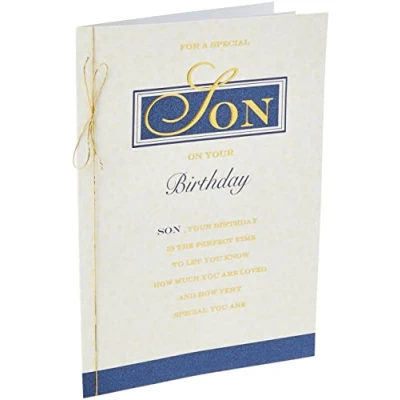 Image of Piccadilly Greetings Traditional Birthday Card Son,Green, 10 x 7 inches