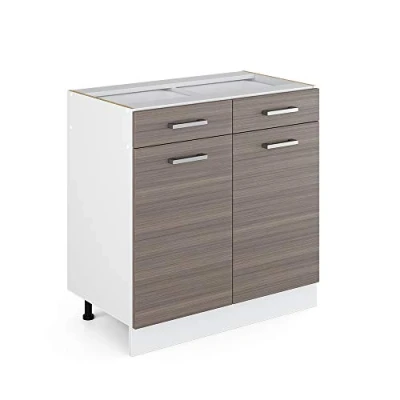 Image of Vicco Kitchen base cabinet Raul, Grey/White, 80 cm without worktop