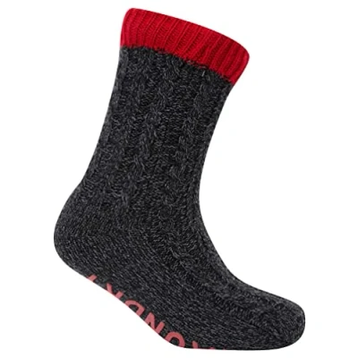 Image of Tokyo Laundry Scoresby Borg Lined Chunky Cable Knit Slipper Socks in Rococco Red