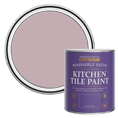 Image of Rust Oleum Pink water resistant Kitchen Tile Paint in Satin Finish Little Light 750ml