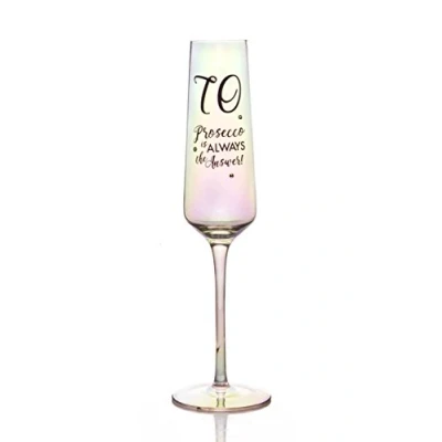 Image of Boxer Gifts Age 70 Pop The Prosecco Lustre Effect Stem Flute Glass Perfect Glassware for a 70th Birthday Woman Packaged in Gift Box