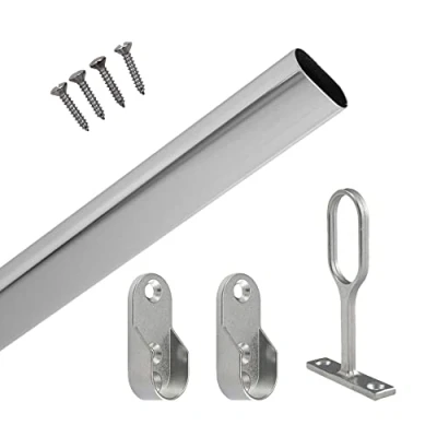 Image of EAI Polished Chrome Wardrobe Rail Oval Kit for Clothes Hanging (30x1829mm)