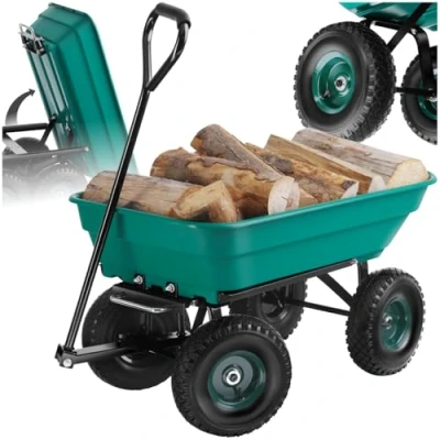 Image of tectake 403576 Hand Cart 52L Robust Trolley Wagon with Large Grooved Tyres