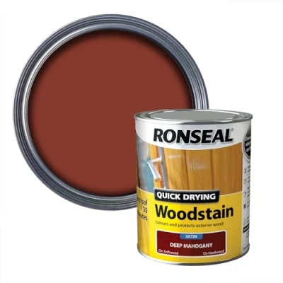 Image of Ronseal Quick Drying Woodstain Deep Mahogany Satin 750ml