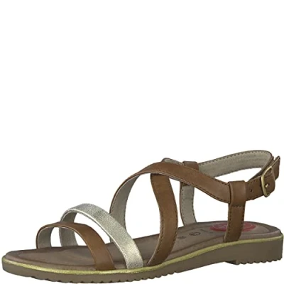 Image of Jana Softline Women&#039;s 8 28175 20 Sandal, Cognac Platinum, 5 UK