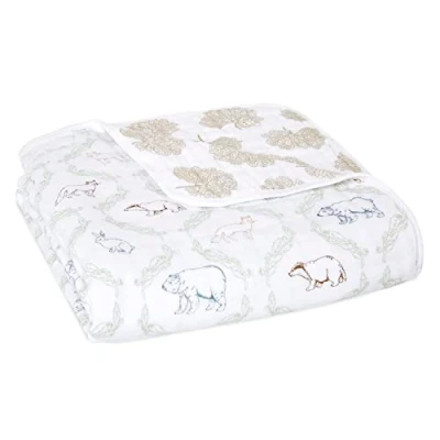 Image of aden + anais essentials Dream Baby Blanket Pack of 1 Large Breathable 100% Cotton Muslin Bedding Cot Blankets For Newborn Boys &amp; Girls Shower or Gifts harmony Print