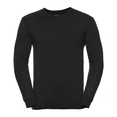 Image of Russell Athletic Collection Mens Knitted V Neck Sweatshirt (Black) Size 2XL
