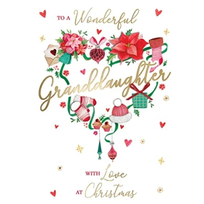 Image of Granddaughter With Love Embellished Magnifique Christmas Card Large Xmas Cards XMQ016