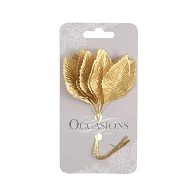 Image of Bridal Silk Metallic Gold Rose Leaves Spray