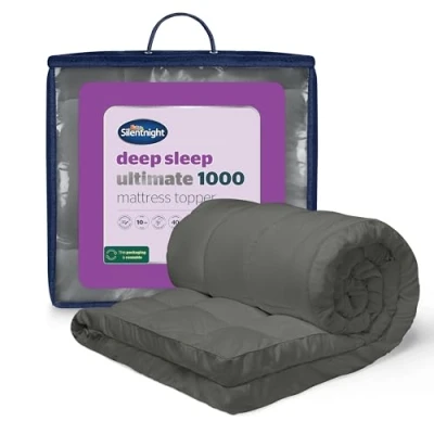 Image of Silentnight Ultimate Deep Sleep 10cm Mattress Topper King Size Luxury 4 Inch Thick Soft Enhancer Pad with Easy Fit Straps Hypoallergenic and Machine Washable Charcoal,