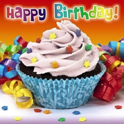 Image of Carte Blanche 3D Holographic Card Up Close Happy Birthday Cupcake