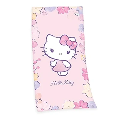 Image of Herding Hello Kitty Velour Towel, 75 X 150 Cm, 100% Cotton/Velour