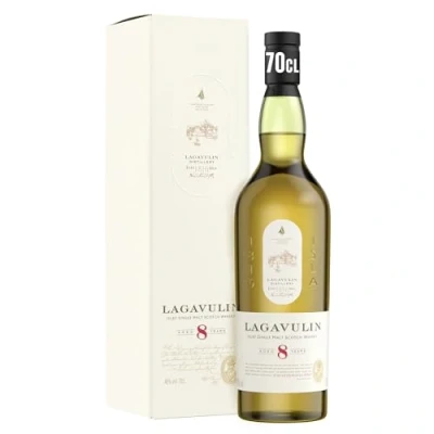 Image of Lagavulin 8 Year Old Islay Single Malt Scotch Whisky 48% Vol 70cl Sweet Tea Scented Smokiness True Sipping Scottish With Gift Box