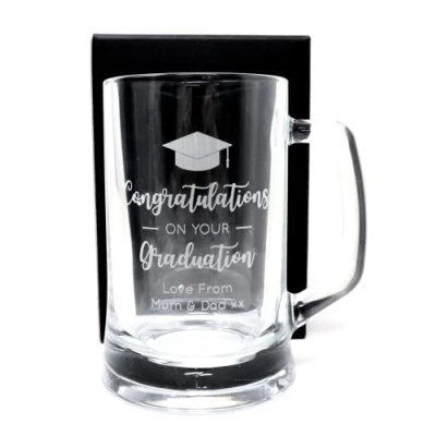 Image of Regalo Personalised Engraved Pint Glass Tankard Graduation Design (Cardboard Gift Box)