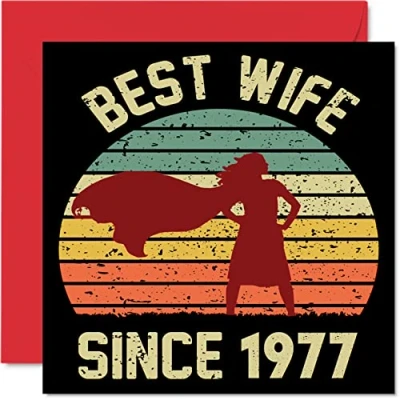 Image of 47th Anniversary Card for Wife from Husband Best Since 1977 I Love You Gifts, Happy Wedding Cards Partner, 145mm x Greeting Forty Seventh Anniversaries