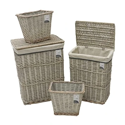 Image of JVL Arianna Rectangular Willow Baskets, Set of 2 Laundry Baskets and Waste Paper Bins
