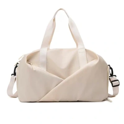 Image of YYKSYDPT Gym Bag, Unisex Sports Duffle Bag with Shoes Compartment and Waterproof Wet Pocket, Travel Overnight Weekend Bags for Swimming Yoga (White)
