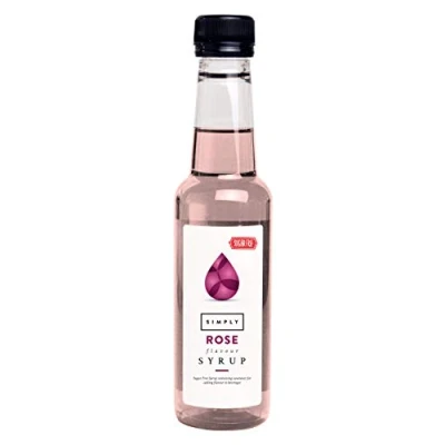Image of Simply Sugar Free Rose Syrup, Low Calorie, Vegan &amp; Nut Flavoured Syrup for Coffee, Cocktails Baking (250ml)