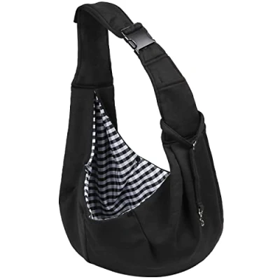 Image of Sarsumir Dog Carrier Bag Sling, Hand Free Pet for Small Medium Cat Dog, Puppy with Adjustable Shoulder Strap Sling Travel Walking Shopping, Black