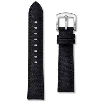 Image of Sailcloth Canvas Watch Strap Premium Nylon 20mm Black with Stitching Classic Replacement Nautical Sail Cloth Band Spring Bars and Tool Included (20mm, Black)