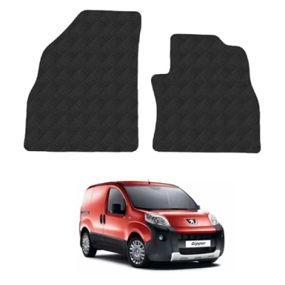 Image of 5mm Rubber Floor Mats for the Peugeot Bipper (2008+) UK Models Custom Van Accessory Tailored fit Heavy Duty, Waterproof &amp; Anti Slip Work with Clips