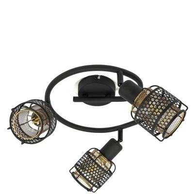 Image of Lindby Eudoria ceiling lamp 3 bulb black/gold