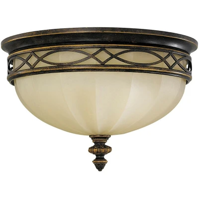 Image of Drawing Room 3 Light Flush Ceiling Walnut, E27