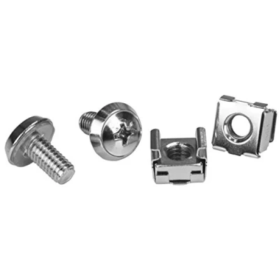 Image of StarTech.com CABSCREWM62 M6 mounting screws and cage nuts for Server Rack Cabinet 100 pack, silver