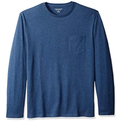 Image of Amazon Essentials Men&#039;s Regular Fit Long Sleeve T Shirt, Blue Heather, XS