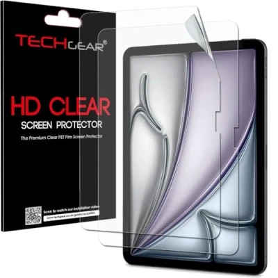 Image of TECHGEAR [2 Pack] Screen Protectors for Apple iPad Air 11 Inch (M2) 2024, 6th Generation [New EASY FIT] HD CLEAR Edition Protector Guard Covers
