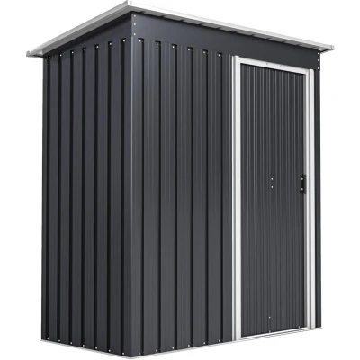 Image of Outsunny 5 X 3ft Garden Storage Shed Sliding Door Sloped Roof Outdoor Tool Black