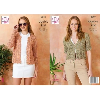 Image of King Cole Womens Knitting Pattern Double Knit DK Ladies Cardigans (6300)