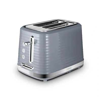 Image of Tower T20083GRY Saturn 2 Slice Toaster with 7 Browning Levels, Defrost/Reheat/Cancel, Grey and Chrome Accents