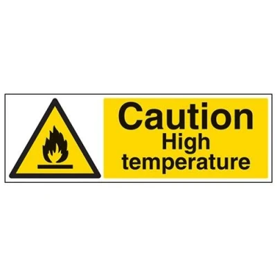 Image of V Safety Caution High Temperature Warning Sign 600mm x 200mm Self Adhesive Vinyl