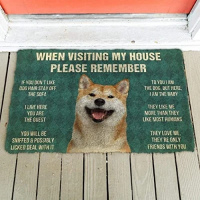 Image of Door Mat Indoor Entrance Porch Welcome Funny Non Slip Floor Shiba Inu Dog When Visiting My House Please Remember Doormat Home Decor Housewarming 24x16 Inch