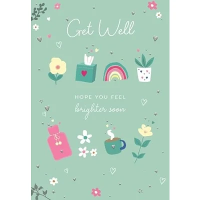 Image of Get Well Soon Card, Cute Wishes Card Hope you Feel Better Wishing a Speedy Recovery For Him Her Modern Greetings