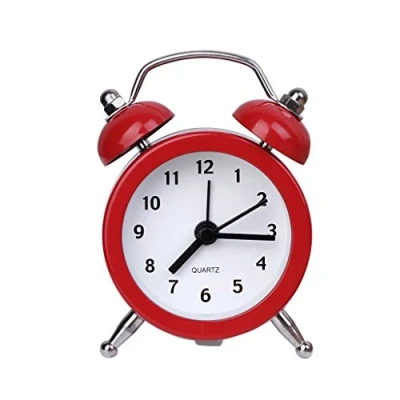 Image of Shenxay Portable Cute Alarm Mini Round Battery Clock Desktop Table Bedside Clocks for Home Decor