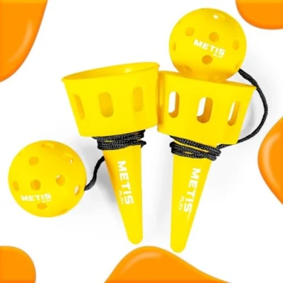 Image of FORZA METIS Play Cup and Ball Game [1 or 4 Pcs] Develop Hand Eye Coordination Vibrant Colour Options Ideal for All Ages (Yellow, Pack of 1)