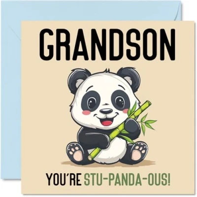 Image of Birthday Cards for Grandson Stu Panda ous Funny Happy Card from Grandparents, Gifts, 145mm x Joke Greeting Men Him