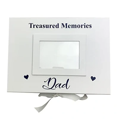 Image of Little Secrets Clothing Personalised Bereavement Gift Treasured Memories Photo Box, Remembrance Keepsake White Large Ribbon Family Memory Present